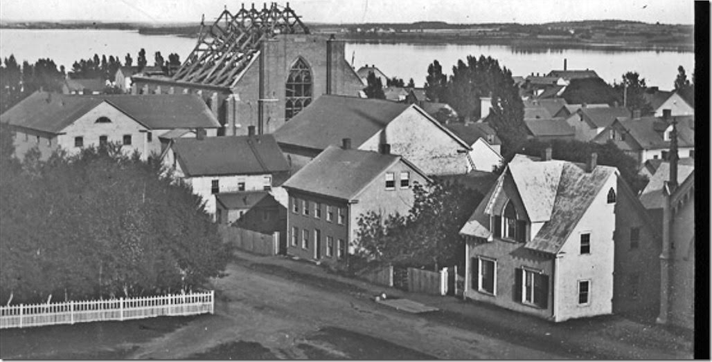 Trinity United Church being built in 1863